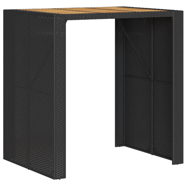 Schwarzer Gartentisch Akazienholz und Polyrattan Brahas 105x80x110cm