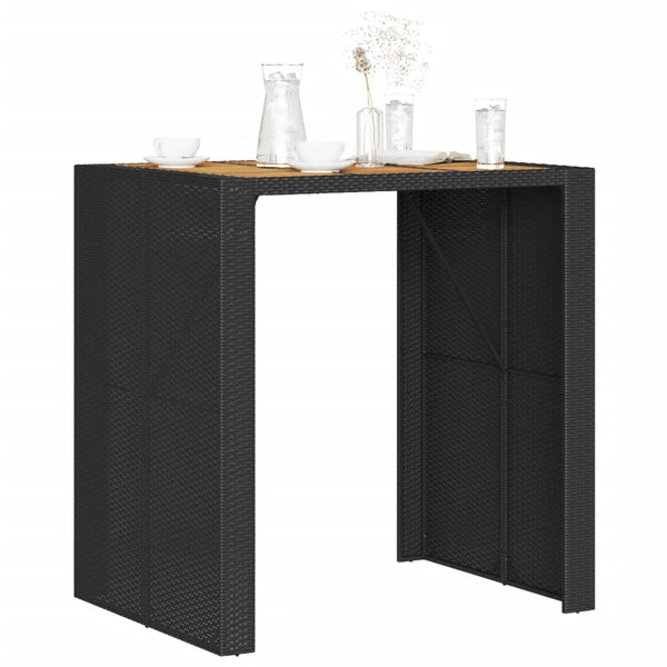 Schwarzer Gartentisch Akazienholz und Polyrattan Brahas 105x80x110cm