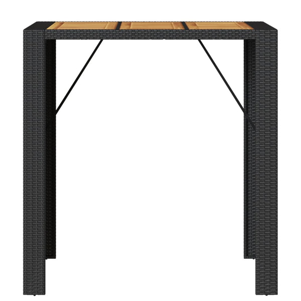 Schwarzer Gartentisch Akazienholz und Polyrattan Brahas 105x80x110cm