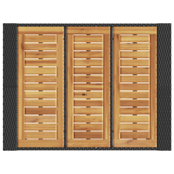 Schwarzer Gartentisch Akazienholz und Polyrattan Brahas 105x80x110cm