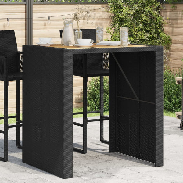 Schwarzer Gartentisch Akazienholz und Polyrattan Brahas 105x80x110cm