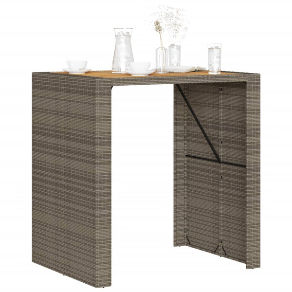 Grauer Gartentisch Akazienholz und Polyrattan Brahas 105x80x110cm