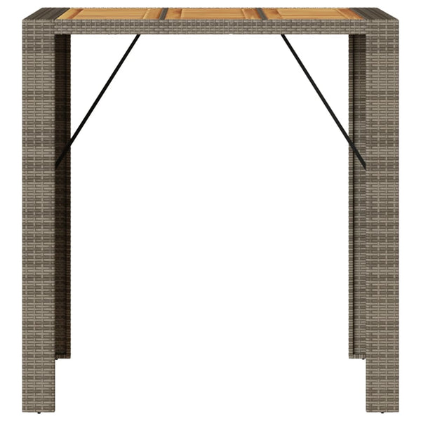Grauer Gartentisch Akazienholz und Polyrattan Brahas 105x80x110cm