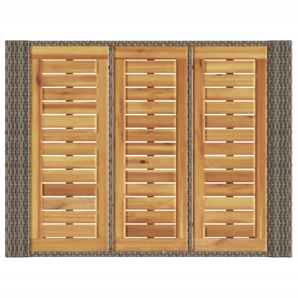 Grauer Gartentisch Akazienholz und Polyrattan Brahas 105x80x110cm