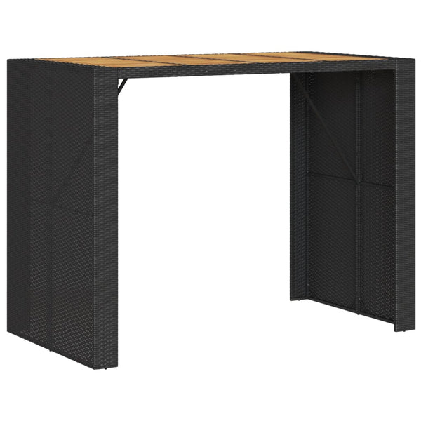 Gartentisch aus schwarzem Akazienholz und Polyrattan Brahas 145x80x110cm