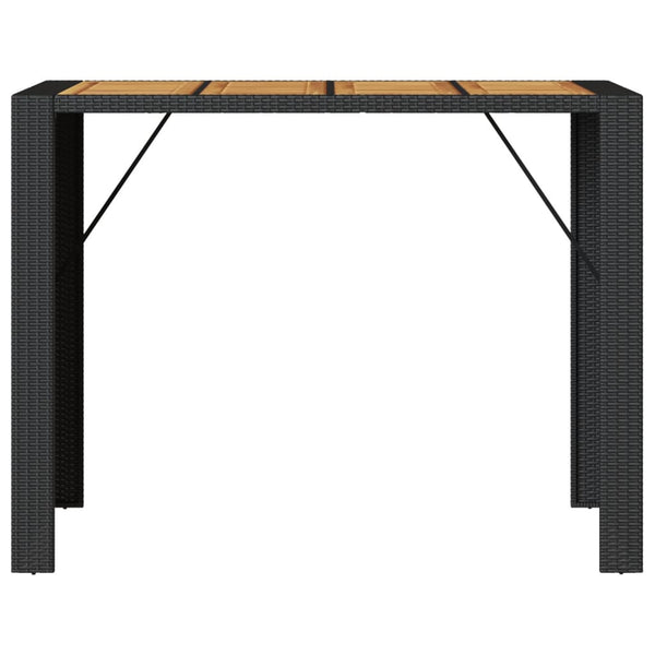 Gartentisch aus schwarzem Akazienholz und Polyrattan Brahas 145x80x110cm