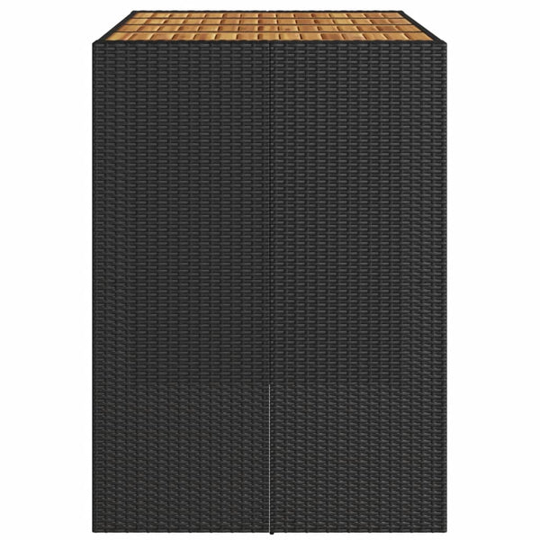 Gartentisch aus schwarzem Akazienholz und Polyrattan Brahas 145x80x110cm