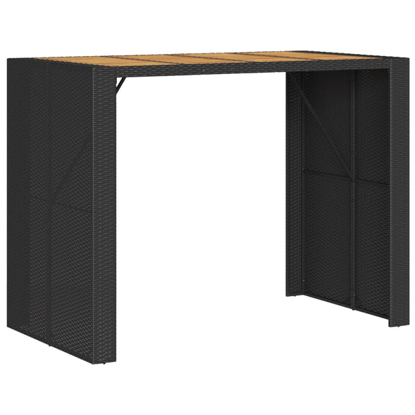Gartentisch aus schwarzem Akazienholz und Polyrattan Brahas 145x80x110cm