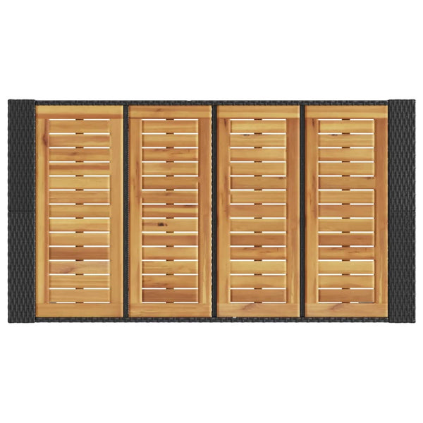 Gartentisch aus schwarzem Akazienholz und Polyrattan Brahas 145x80x110cm