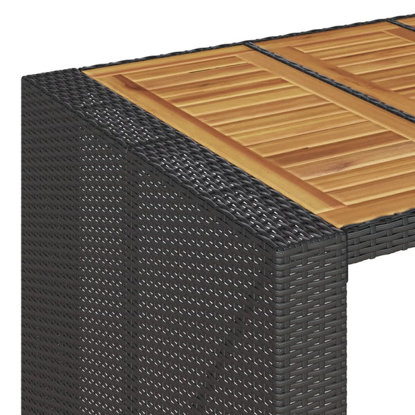 Gartentisch aus schwarzem Akazienholz und Polyrattan Brahas 145x80x110cm