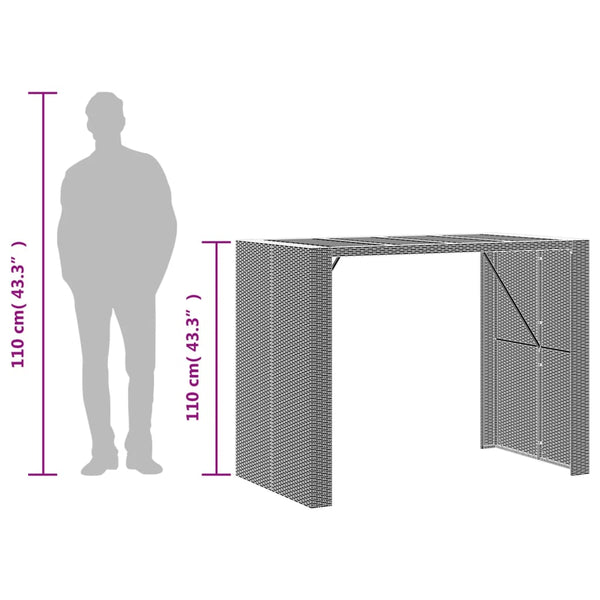 Gartentisch aus schwarzem Akazienholz und Polyrattan Brahas 145x80x110cm
