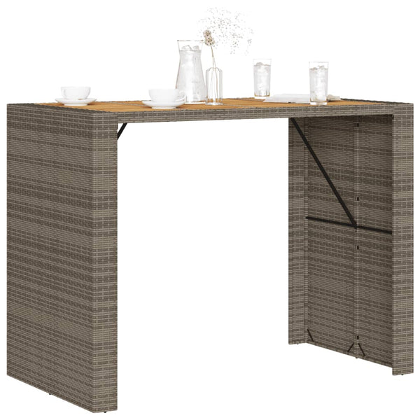 Grauer Gartentisch Akazie und Polyrattan Brahas 145x80x110cm