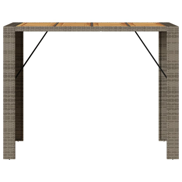 Grauer Gartentisch Akazie und Polyrattan Brahas 145x80x110cm