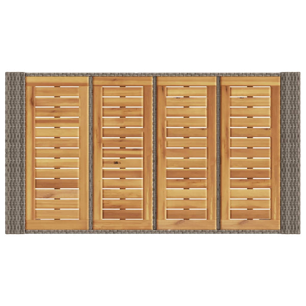 Grauer Gartentisch Akazie und Polyrattan Brahas 145x80x110cm