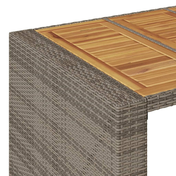 Grauer Gartentisch Akazie und Polyrattan Brahas 145x80x110cm