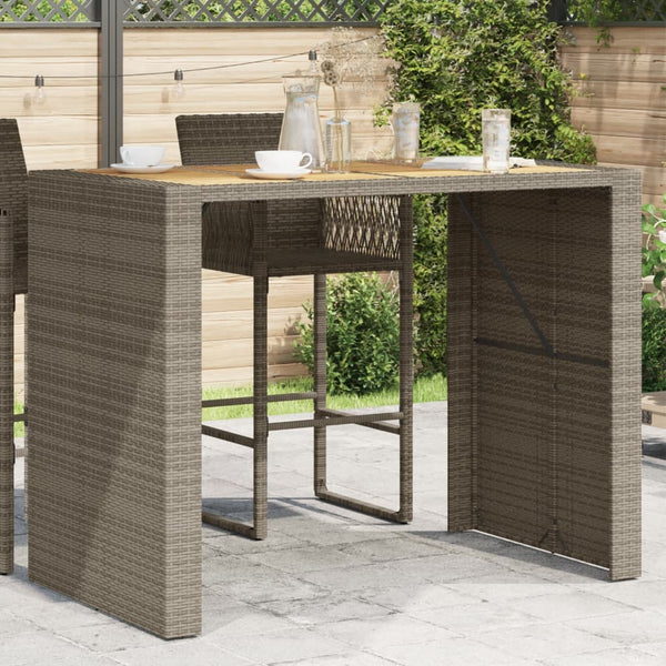 Grauer Gartentisch Akazie und Polyrattan Brahas 145x80x110cm