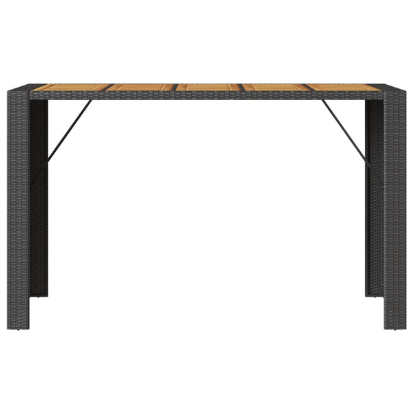 Musta puutarhapöytä akasiapuu ja polyrottinki Brahas 185x80x110cm