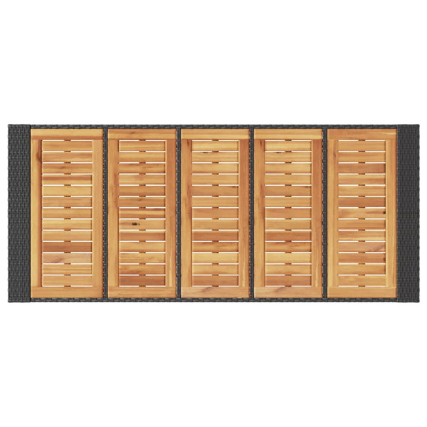 Musta puutarhapöytä akasiapuu ja polyrottinki Brahas 185x80x110cm