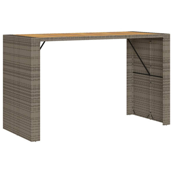Grauer Gartentisch aus Akazienholz und Polyrattan Brahas 185x80x110cm