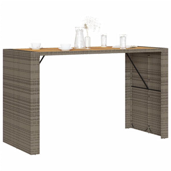 Grauer Gartentisch aus Akazienholz und Polyrattan Brahas 185x80x110cm