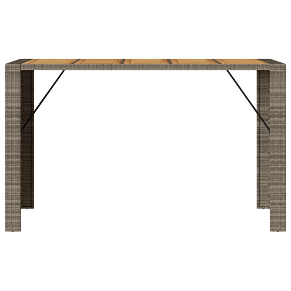 Grauer Gartentisch aus Akazienholz und Polyrattan Brahas 185x80x110cm