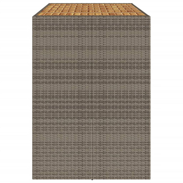 Grauer Gartentisch aus Akazienholz und Polyrattan Brahas 185x80x110cm