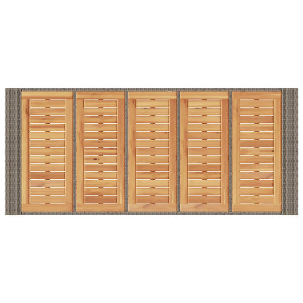 Grauer Gartentisch aus Akazienholz und Polyrattan Brahas 185x80x110cm