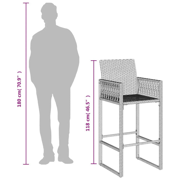 Graue Romoco Outdoor-Barhocker (2 Stück Polyrattan)