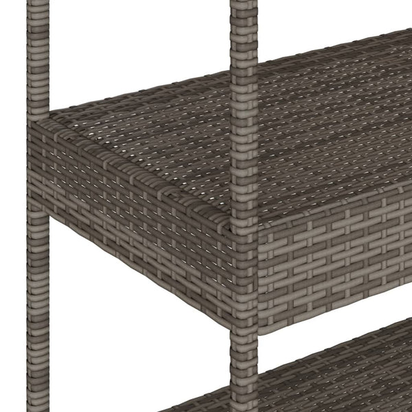 Grauer Servierwagen 3 Etagen Ionicu (Polyrattan und Akazienholz)