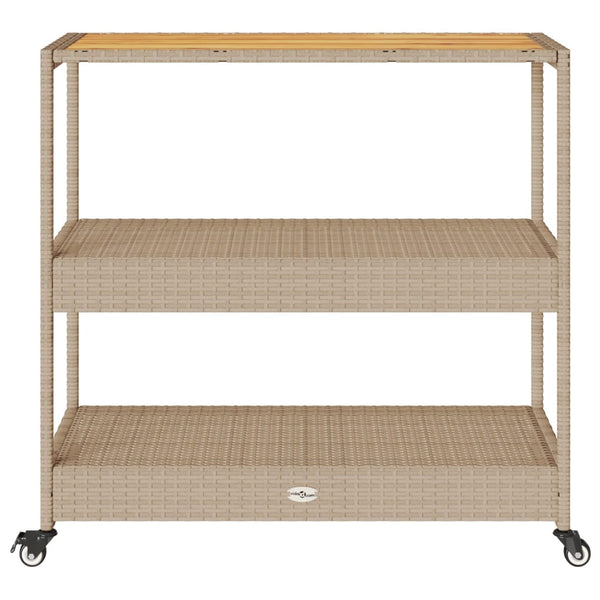 Beige baarivaunu 3 tasoa Ionicu (polyrottinki ja akasiapuu)