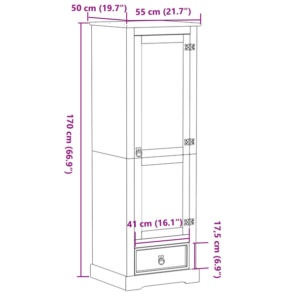 Kleiderschrank Corona Tulica 55x50x170cm (Kiefer)