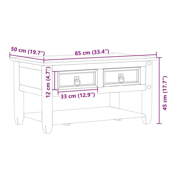 Couchtisch mit Schubladen Corona Feodorov 85x50x45cm (Kiefer)