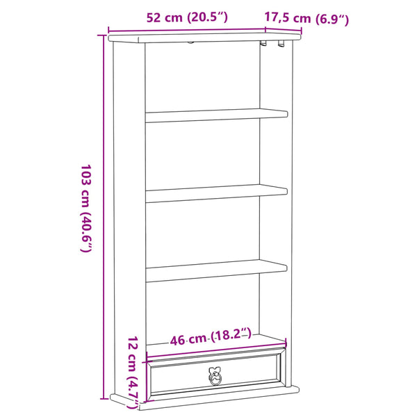 CD-Schrank Corona Mucader 52x17,5x103cm (Kiefer)