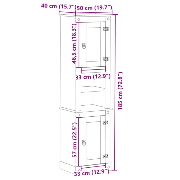 Badezimmerschrank Corona Maddalena 50x40x185cm (Kiefer)