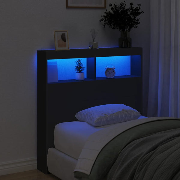 Nculai schwarzer Nachttischschrank 100x17x102cm (mit LED-Beleuchtung)