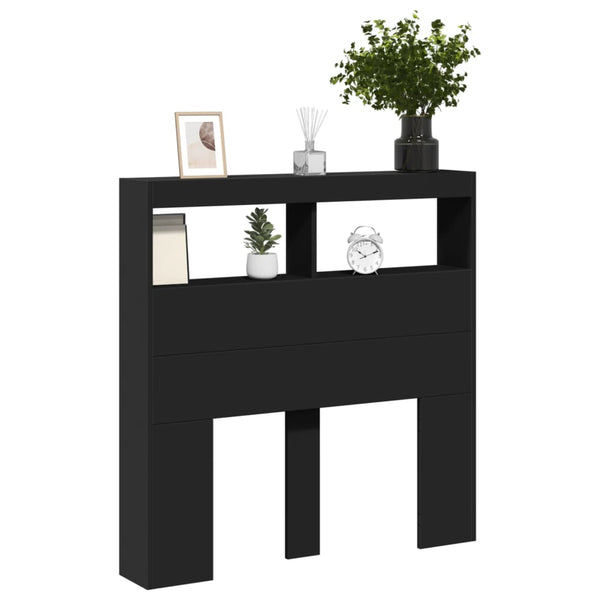 Nculai schwarzer Nachttischschrank 100x17x102cm (mit LED-Beleuchtung)