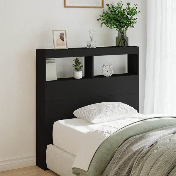 Nculai schwarzer Nachttischschrank 100x17x102cm (mit LED-Beleuchtung)