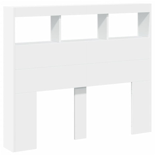 Valkoinen sängynpäätykaappi Nculai 120x17x102cm (led-valoilla)