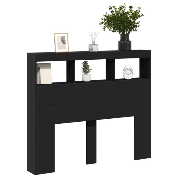 Schwarzer Nachttischschrank Nculai 120x17x102cm (mit LED-Beleuchtung)
