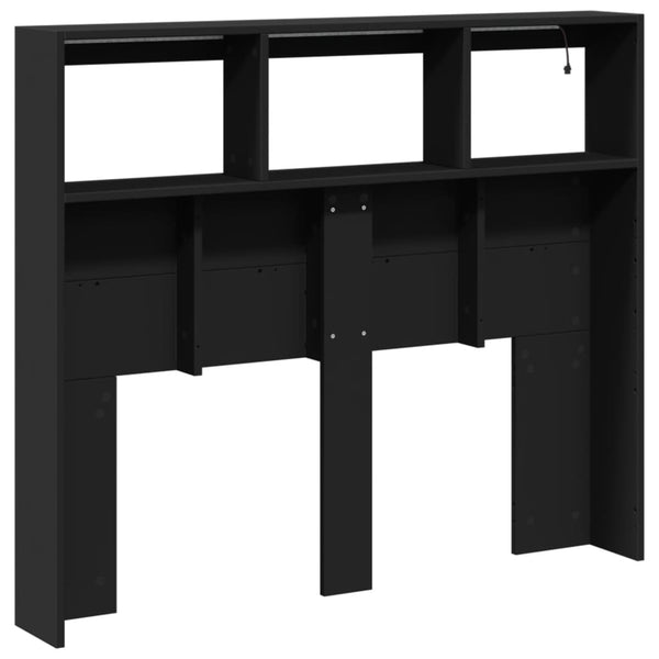 Schwarzer Nachttischschrank Nculai 120x17x102cm (mit LED-Beleuchtung)