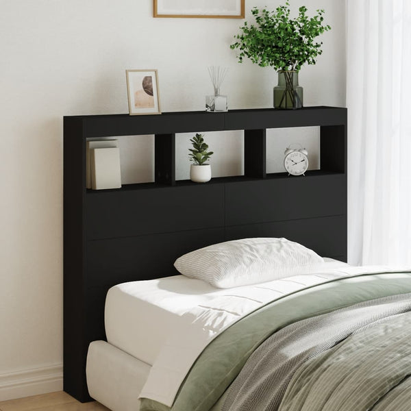 Schwarzer Nachttischschrank Nculai 120x17x102cm (mit LED-Beleuchtung)