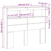 Graues Betthauptschrank Nculai 120x17x102cm (mit LED-Beleuchtung)