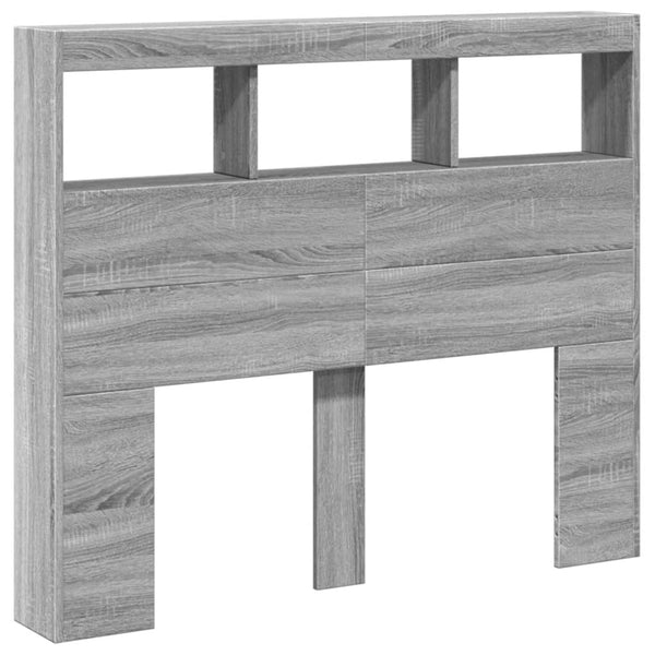 Graues Betthauptschrank Nculai 120x17x102cm (mit LED-Beleuchtung)