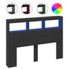 Schwarzer Kopfteilschrank Nculai 140x17x102cm (mit LED-Beleuchtung)