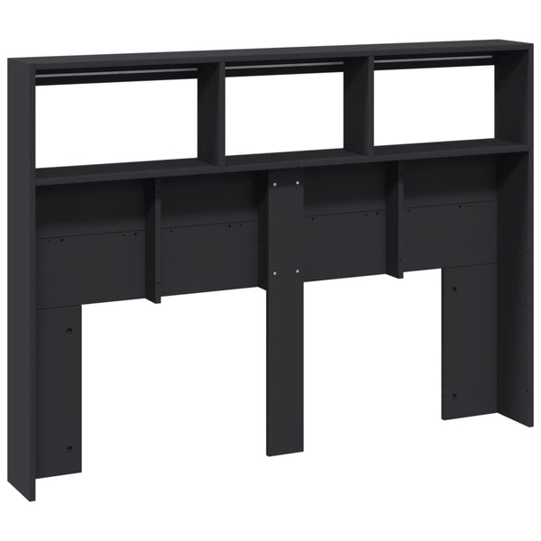 Schwarzer Kopfteilschrank Nculai 140x17x102cm (mit LED-Beleuchtung)