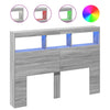 Grauer Bettkopfteil Schrank Nculai 140x17x102cm (mit LED-Beleuchtung Sonoma)