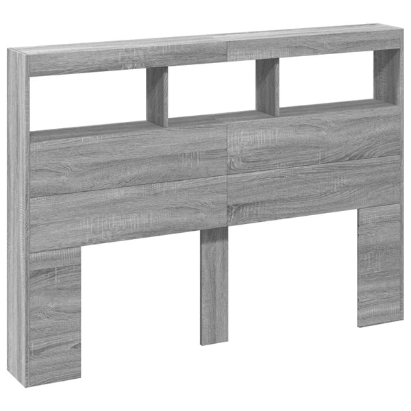 Grauer Bettkopfteil Schrank Nculai 140x17x102cm (mit LED-Beleuchtung Sonoma)