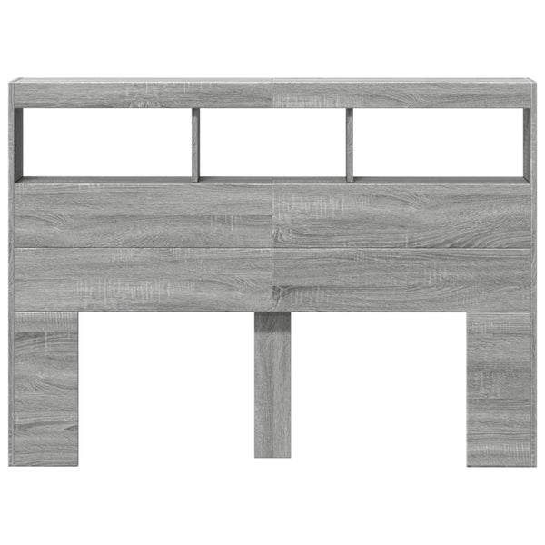 Grauer Bettkopfteil Schrank Nculai 140x17x102cm (mit LED-Beleuchtung Sonoma)
