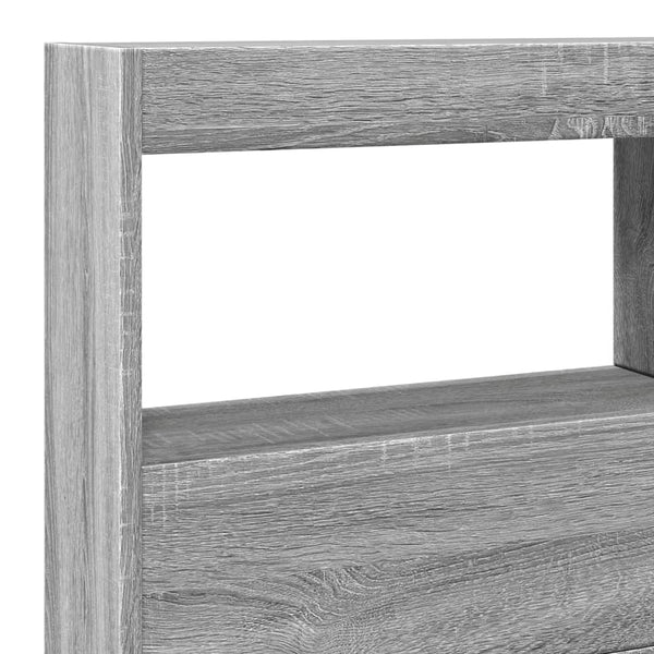 Grauer Bettkopfteil Schrank Nculai 140x17x102cm (mit LED-Beleuchtung Sonoma)