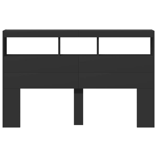 Schwarzer Nachttischschrank Nculai 160x17x102cm (mit LED-Beleuchtung)